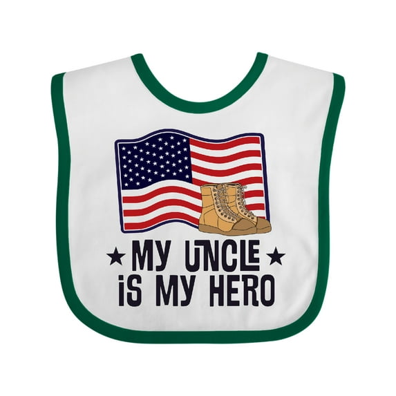 Inktastic My Uncle is My Hero Military Nephew Boys or Girls Baby Bib