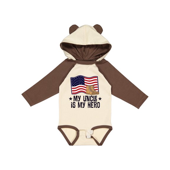 Inktastic My Uncle is My Hero Military Nephew Boys or Girls Long Sleeve Baby Bodysuit