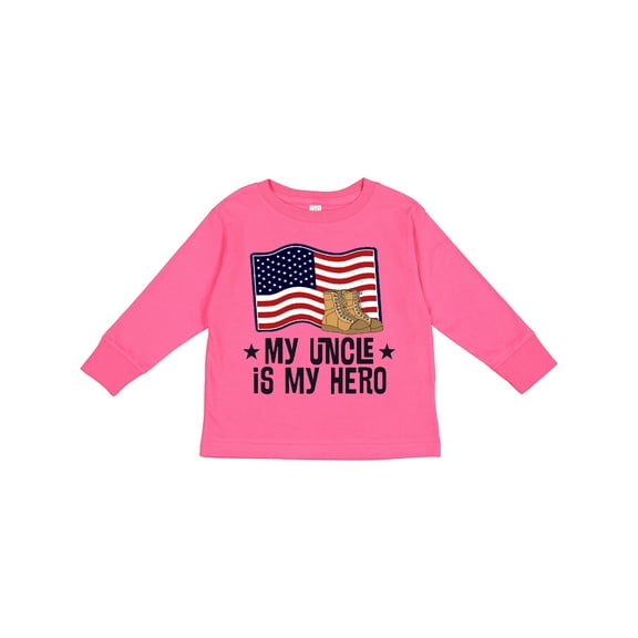 Inktastic My Uncle is My Hero Military Nephew Boys or Girls Long Sleeve Toddler T-Shirt
