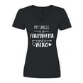 thumbnail image 1 of Inktastic My Uncle is a Firefighter and a Hero Women's V-Neck T-Shirt, 1 of 5