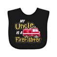 thumbnail image 1 of Inktastic My Uncle is a Firefighter with Fire Truck Boys or Girls Baby Bib, 1 of 4