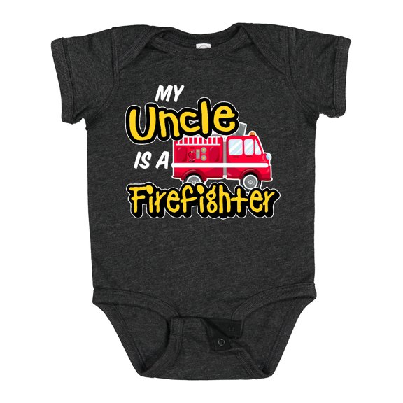 Inktastic My Uncle is a Firefighter with Fire Truck Boys or Girls Baby Bodysuit