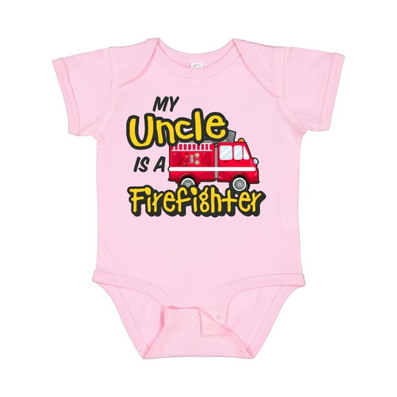 Inktastic My Uncle is a Firefighter with Fire Truck Boys or Girls Baby Bodysuit