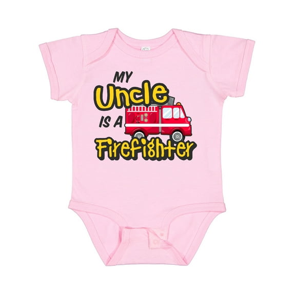 Inktastic My Uncle is a Firefighter with Fire Truck Boys or Girls Baby Bodysuit
