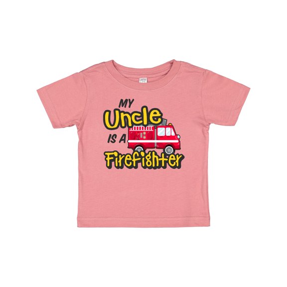 Inktastic My Uncle is a Firefighter with Fire Truck Boys or Girls Baby T-Shirt