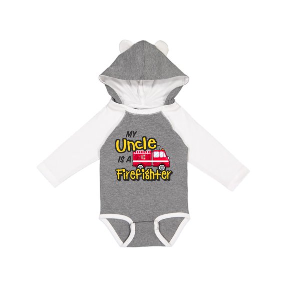 Inktastic My Uncle is a Firefighter with Fire Truck Boys or Girls Long Sleeve Baby Bodysuit