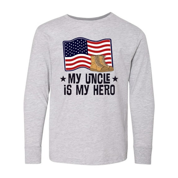 Inktastic My Uncle is my Hero Military Nephew Long Sleeve Youth T-Shirt