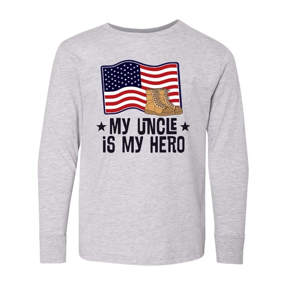 Inktastic My Uncle is my Hero Military Nephew Long Sleeve Youth T-Shirt