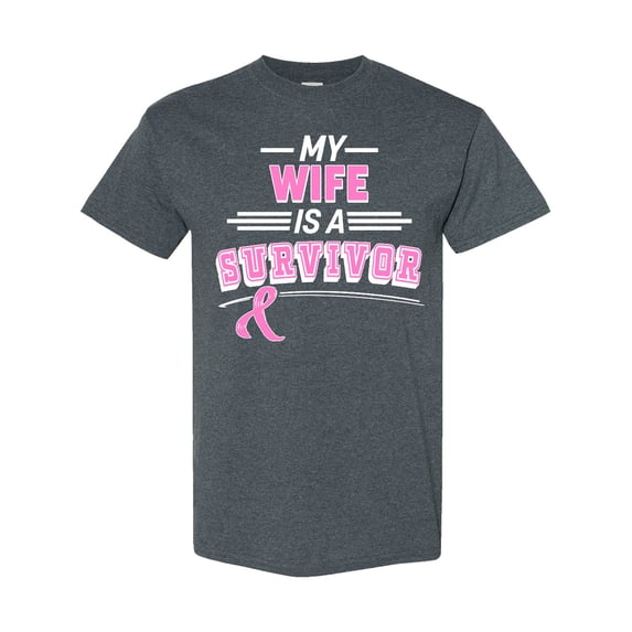 Inktastic My Wife is a Survivor Breast Cancer Awareness T-Shirt