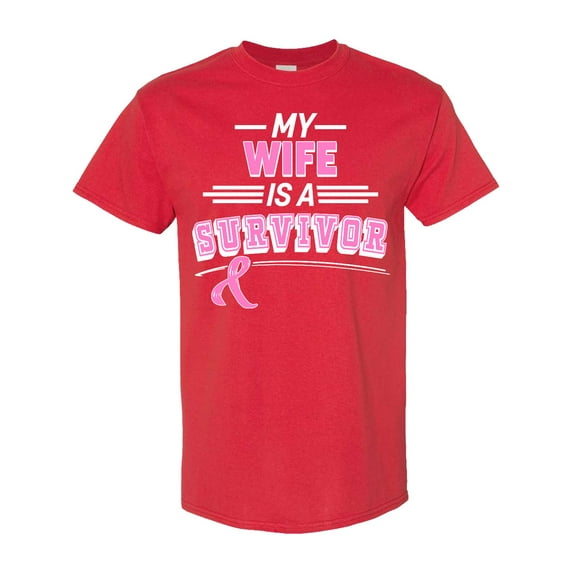 Inktastic My Wife is a Survivor Breast Cancer Awareness T-Shirt