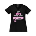 thumbnail image 1 of Inktastic My Wife is a Survivor Breast Cancer Awareness Women's Plus Size V-Neck T-Shirt, 1 of 5