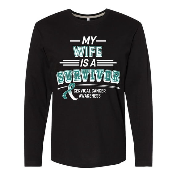 Inktastic My Wife is a Survivor Cervical Cancer Awareness Long Sleeve T-Shirt
