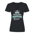 thumbnail image 1 of Inktastic My Wife is a Survivor Cervical Cancer Awareness Women's V-Neck T-Shirt, 1 of 5
