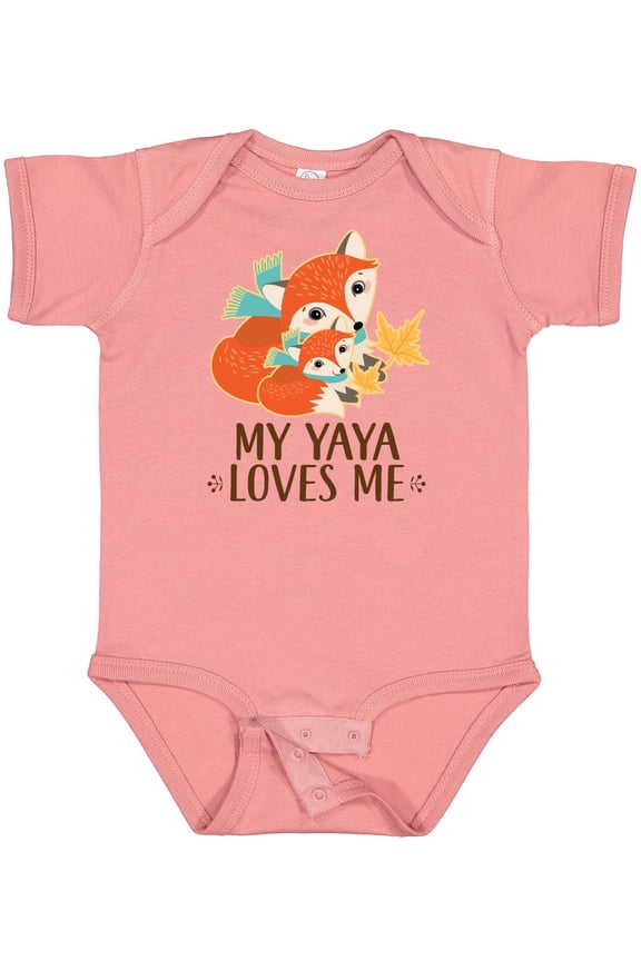 My Yaya Loves Me Cute Fox Boys or Girls Baby Bodysuit