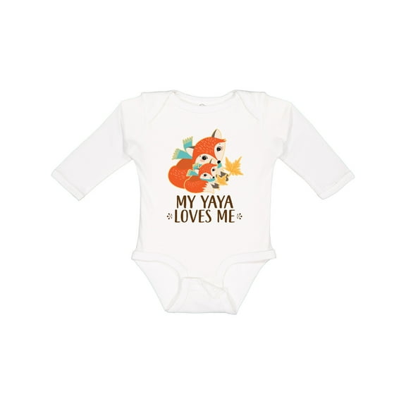 Inktastic My Yaya Loves Me Cute Fox Boys or Girls Long Sleeve Baby Bodysuit