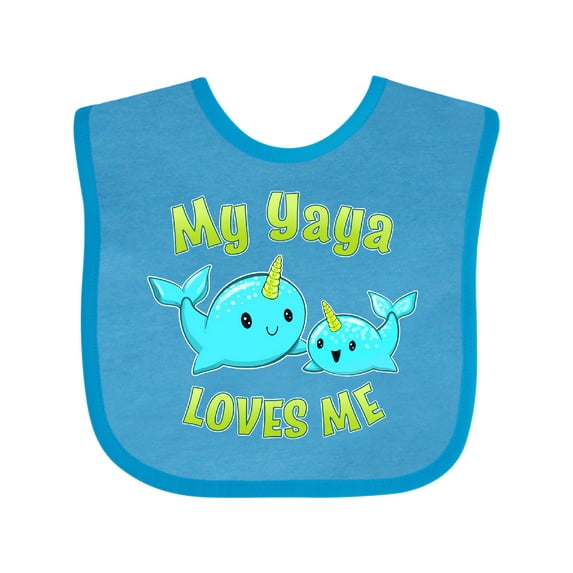 Inktastic My Yaya Loves Me- Cute Narwhal Boys or Girls Baby Bib