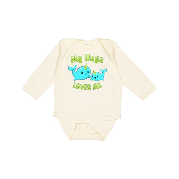 Inktastic My Yaya Loves Me- Cute Narwhal Boys or Girls Long Sleeve Baby Bodysuit