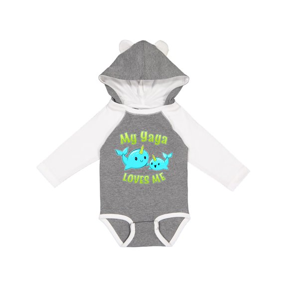 Inktastic My Yaya Loves Me- Cute Narwhal Boys or Girls Long Sleeve Baby Bodysuit