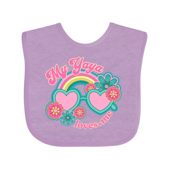 Inktastic My Yaya Loves Me Grandchild Rainbow Girls Baby Bib