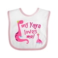 thumbnail image 1 of Inktastic My Yaya Loves Me Granddaughter Dinosaur Girls Baby Bib, 1 of 4