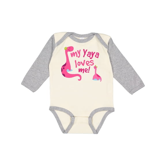 Inktastic My Yaya Loves Me Granddaughter Dinosaur Girls Long Sleeve Baby Bodysuit