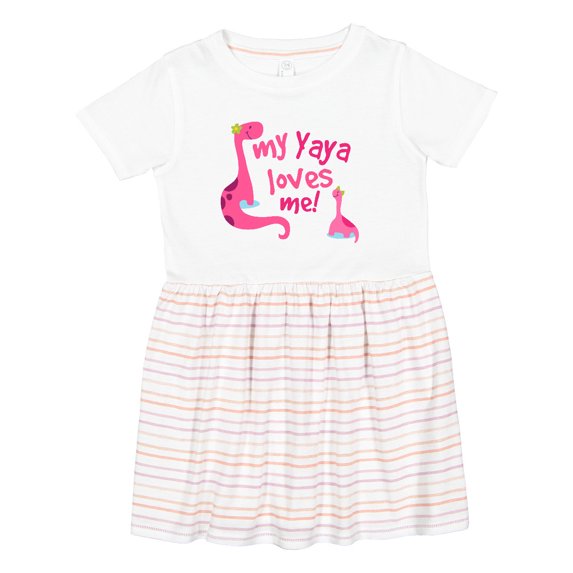Inktastic My Yaya Loves Me Granddaughter Dinosaur Girls Toddler Dress