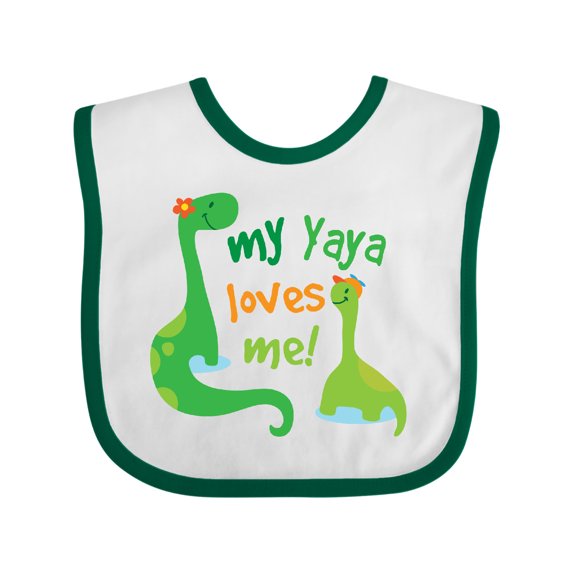 Inktastic My Yaya Loves Me Grandson Dinosaur Boys Baby Bib