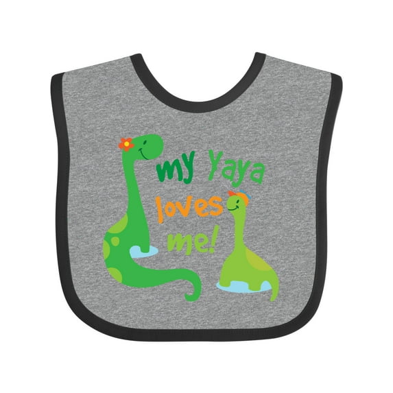 Inktastic My Yaya Loves Me Grandson Dinosaur Boys Baby Bib
