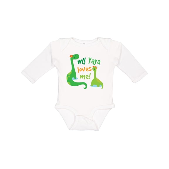 Inktastic My Yaya Loves Me Grandson Dinosaur Boys Long Sleeve Baby Bodysuit