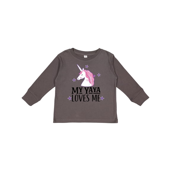 Inktastic My Yaya Loves Me Unicorn Girls Long Sleeve Toddler T-Shirt