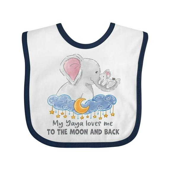 Inktastic My Yaya Loves Me to the Moon and Back Elephant Family Boys or Girls Baby Bib