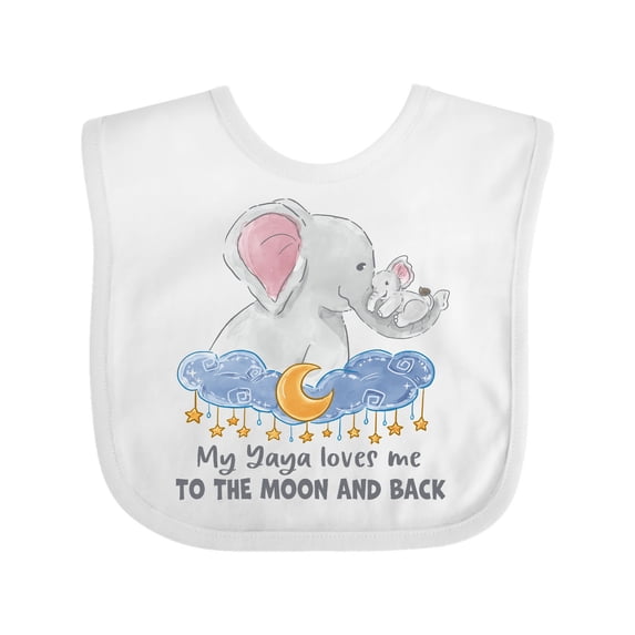Inktastic My Yaya Loves Me to the Moon and Back Elephant Family Boys or Girls Baby Bib