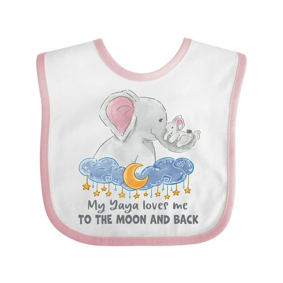 Inktastic My Yaya Loves Me to the Moon and Back Elephant Family Boys or Girls Baby Bib