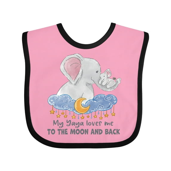 Inktastic My Yaya Loves Me to the Moon and Back Elephant Family Boys or Girls Baby Bib