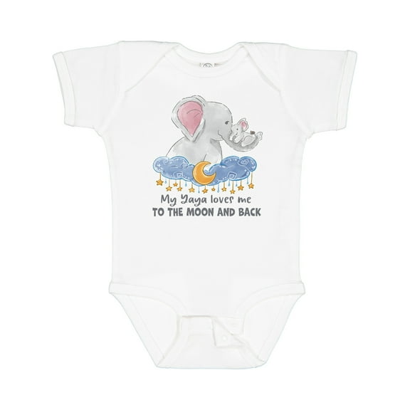 Inktastic My Yaya Loves Me to the Moon and Back Elephant Family Boys or Girls Baby Bodysuit
