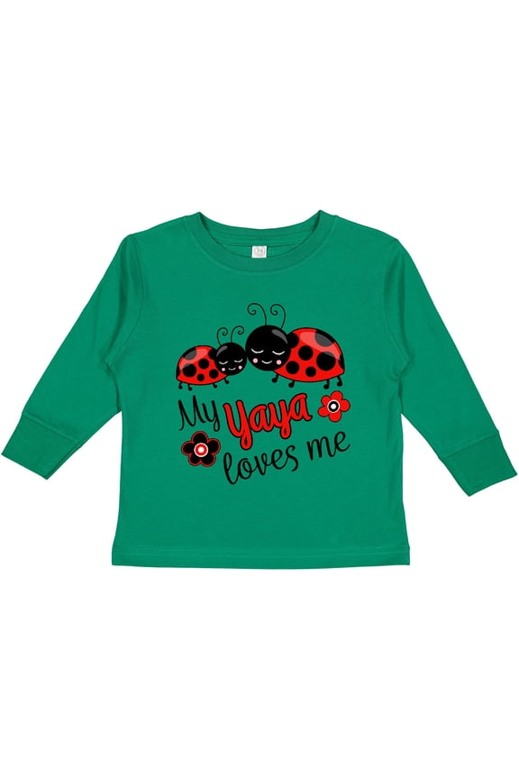 My Yaya Loves Me with Cute Ladybugs Boys or Girls Long Sleeve Toddler T-Shirt