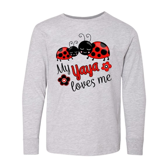 Inktastic My Yaya Loves Me with Cute Ladybugs Long Sleeve Youth T-Shirt