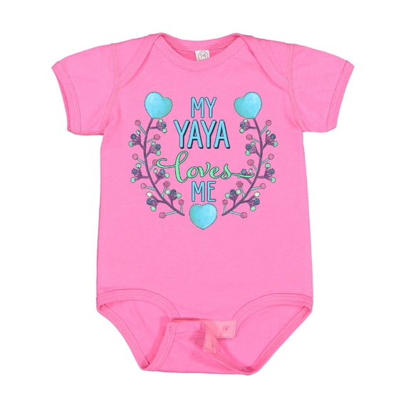 Inktastic My Yaya Loves Me with Hearts and Flowers Boys or Girls Baby Bodysuit