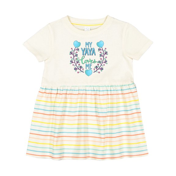 Inktastic My Yaya Loves Me with Hearts and Flowers Girls Baby Dress