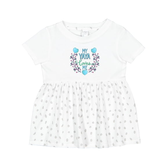 Inktastic My Yaya Loves Me with Hearts and Flowers Girls Baby Dress