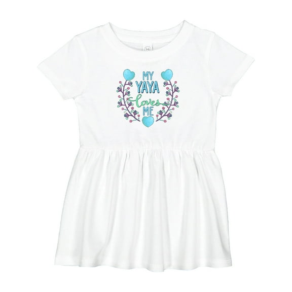 Inktastic My Yaya Loves Me with Hearts and Flowers Girls Baby Dress