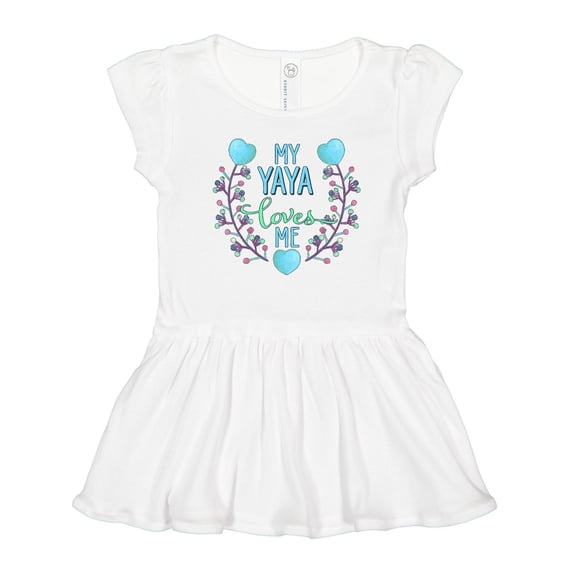 Inktastic My Yaya Loves Me with Hearts and Flowers Girls Toddler Dress