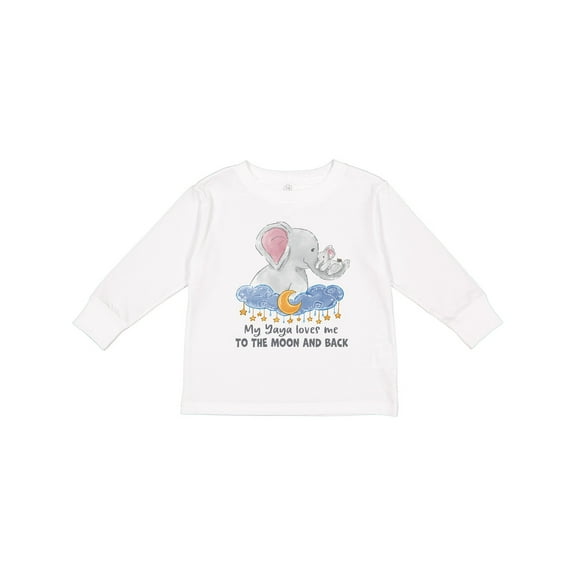 Inktastic My Yaya Loves me to the Moon and Back Elephant Family Boys or Girls Long Sleeve Toddler T-Shirt