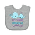 thumbnail image 1 of Inktastic My Yaya Whale-y Loves Me Boys or Girls Baby Bib, 1 of 4