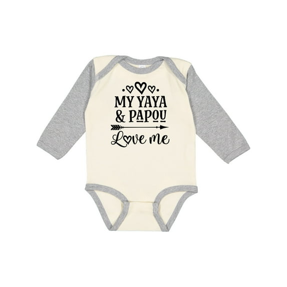 Inktastic My Yaya and Papou Love Me Girls Long Sleeve Baby Bodysuit