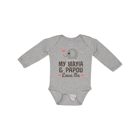 Inktastic My Yia Yia and Papou Love Me Boys or Girls Long Sleeve Baby Bodysuit