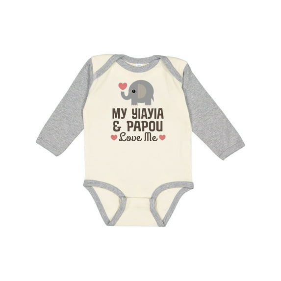 Inktastic My Yia Yia and Papou Love Me Boys or Girls Long Sleeve Baby Bodysuit