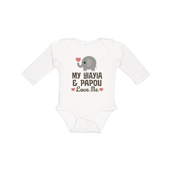 Inktastic My Yia Yia and Papou Love Me Boys or Girls Long Sleeve Baby Bodysuit