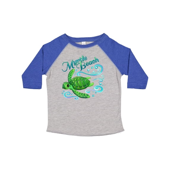 Inktastic Myrtle Beach Cute Sea Turtle with Waves and Bubbles Boys or Girls Toddler T-Shirt