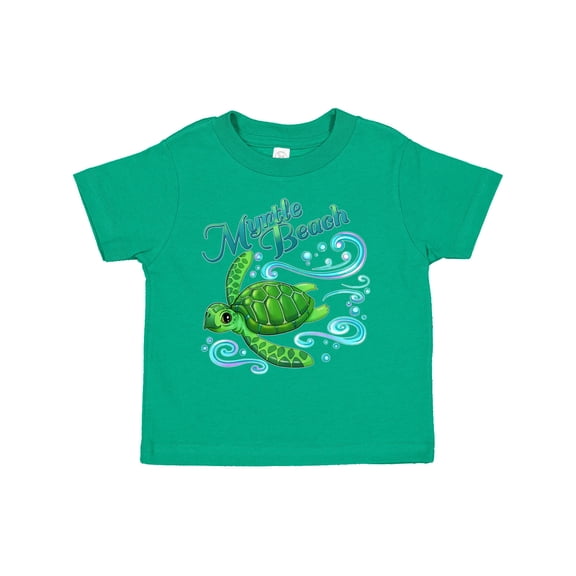 Inktastic Myrtle Beach Cute Sea Turtle with Waves and Bubbles Boys or Girls Toddler T-Shirt